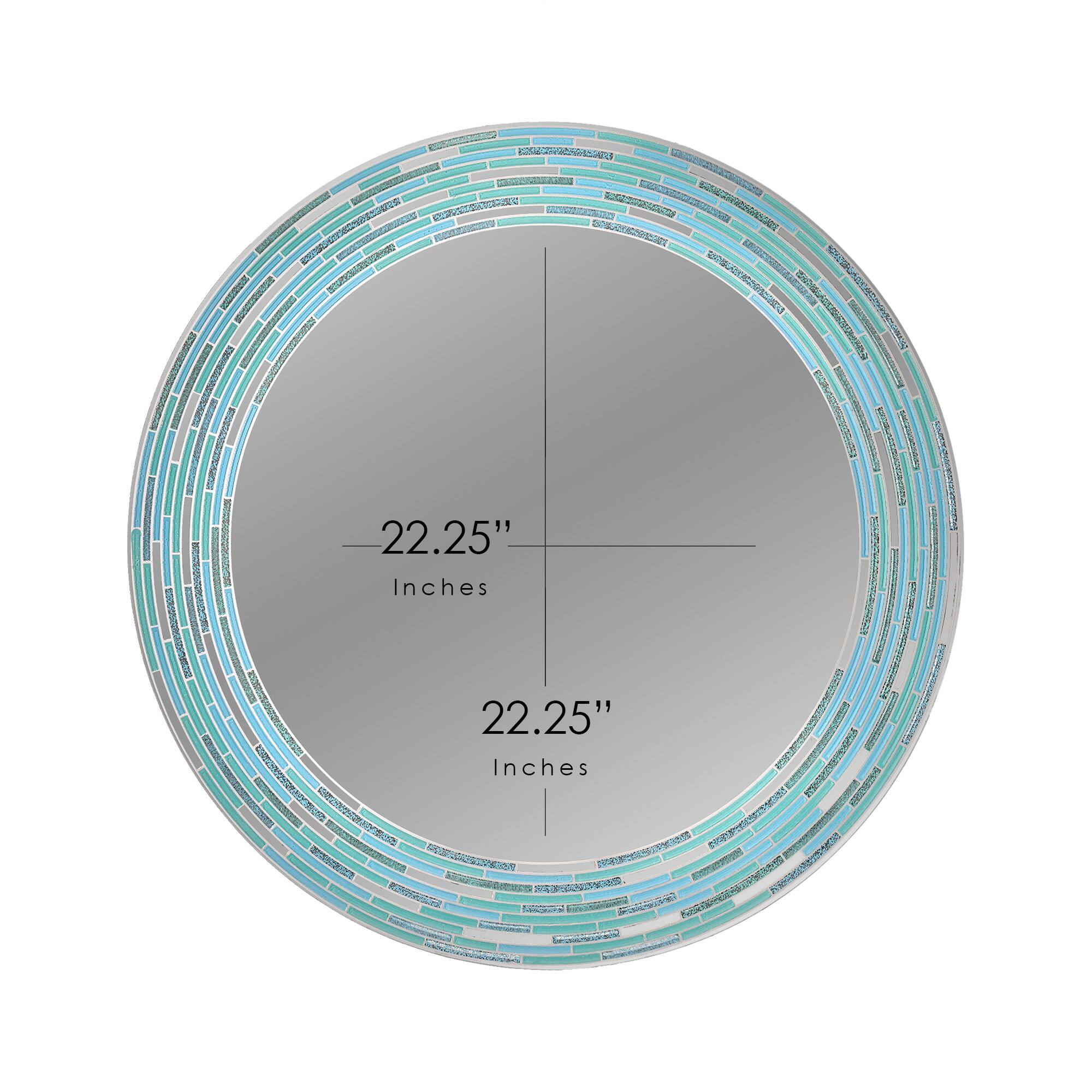 Head West Sea Glass 2 Tile Framed Round Wall Vanity Mirror - 30" x 30"